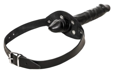 ZADO Double Gag System Skorzany z Paskiem na Głowę Czarny 13 cm ZADO