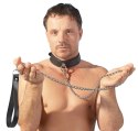 ZADO Skorzana obroża z metalową smyczą 110 cm czarna ZADO