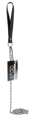 ZADO Skorzana obroża z metalową smyczą 110 cm czarna ZADO