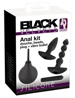 Black Velvets 4-elementowy zestaw intymny silikonowy czarny Black Velvets