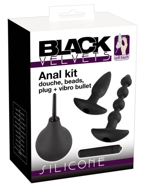 Black Velvets 4-elementowy zestaw intymny silikonowy czarny Black Velvets
