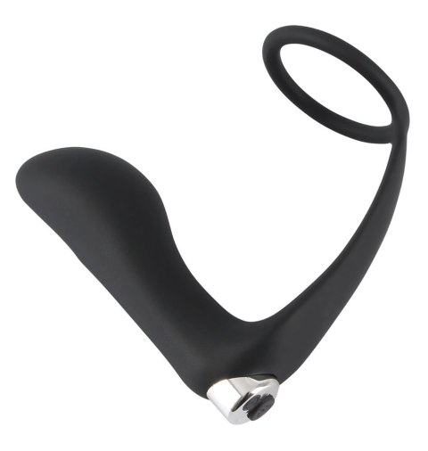 Black Velvets Pierścień z wibrującą wtyczką analną i mostkiem - czarny Black Velvets