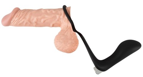 Black Velvets Pierścień z wibrującą wtyczką analną i mostkiem - czarny Black Velvets