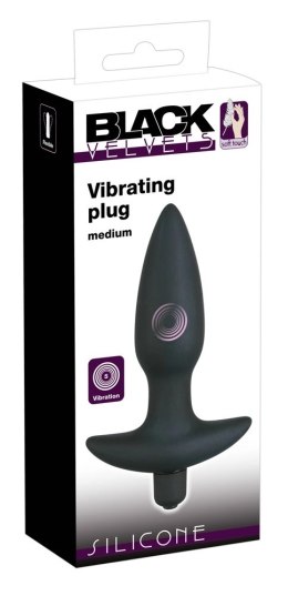Black Velvets Plug z Wibracją i Uchwyt Średni 15cm Czarny Silikon Black Velvets