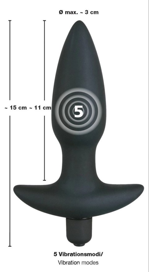 Black Velvets Plug z Wibracją i Uchwyt Średni 15cm Czarny Silikon Black Velvets