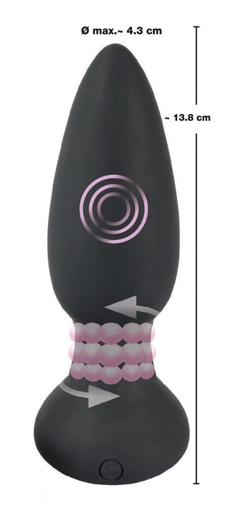 Black Velvets Rotacyjny korek analny z pilotem 14 cm czarny, 7 trybow Black Velvets