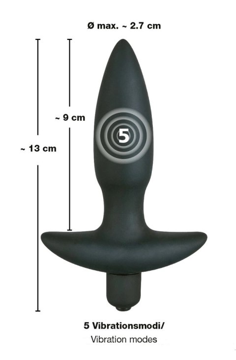 Black Velvets model 13cm - kompaktowa wtyczka analna z wibracją i uchwytem Black Velvets