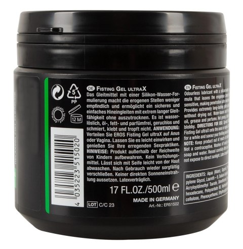 EROS UltraX Silikonowo-Wodny Żel Intymny 500 ml, długotrwały poślizg Eros
