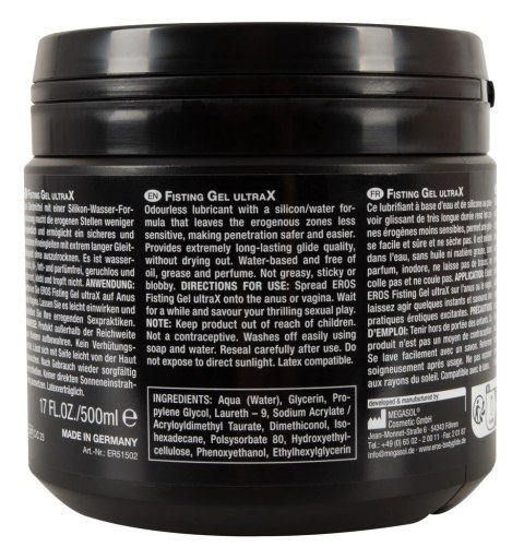 EROS UltraX Silikonowo-Wodny Żel Intymny 500 ml, długotrwały poślizg Eros