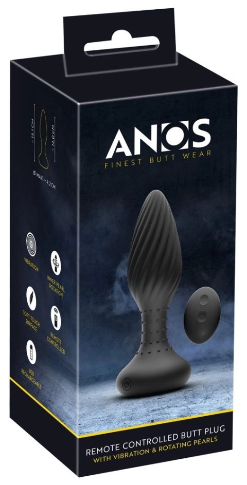 ANOS Plug Obrotowy Silikonowy z Pilotem Bezprzewodowym Czarny 15,1 cm ANOS
