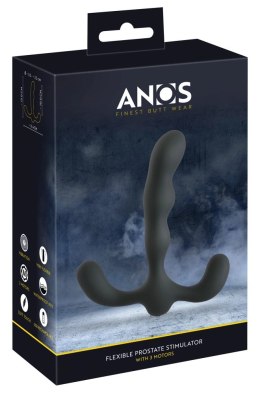 ANOS Silikonowy 3-Ramienny Stymulator Prostaty Czarny, 3 Silniki, 7 Trybow ANOS