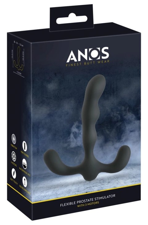 ANOS Silikonowy 3-Ramienny Stymulator Prostaty Czarny, 3 Silniki, 7 Trybow ANOS