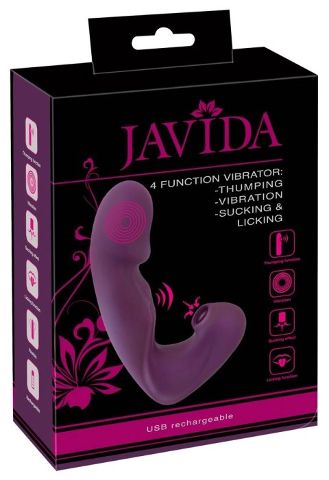 Javida 4-funkcyjny model intymny do podwojnej stymulacji, silikonowy JAVIDA