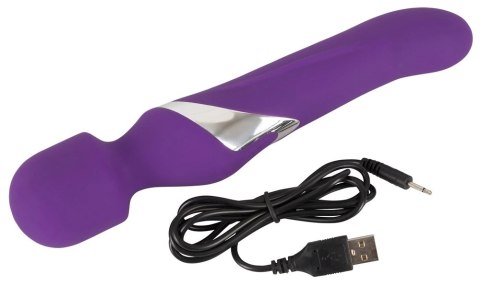 Javida Wand & Pearl - Masażer dwustronny fioletowy 24 cm ładowalny JAVIDA