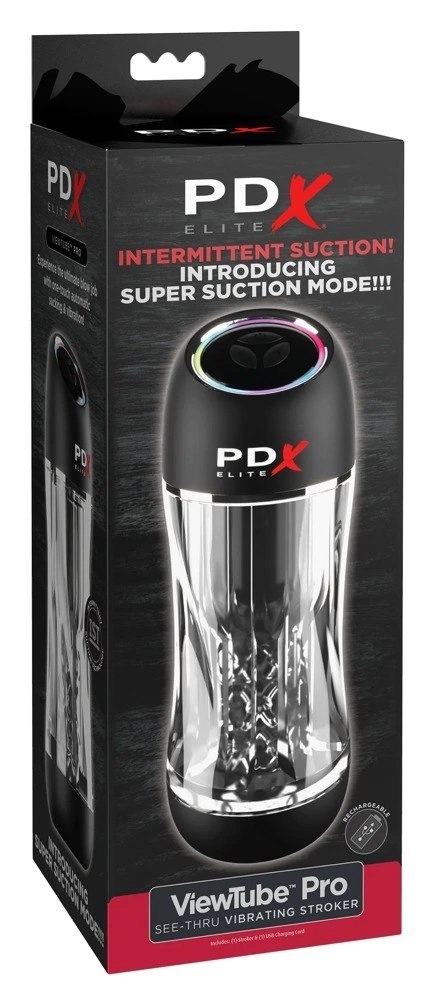 PDX Elite Viewtube Pro - Automatyczna maszyna intymna, przezroczysta, 23 cm PDX