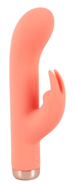 Peachy Mini Rabbit Vibrator model zakrzywiony pomarańczowy silikon 16,7 cm Peachy