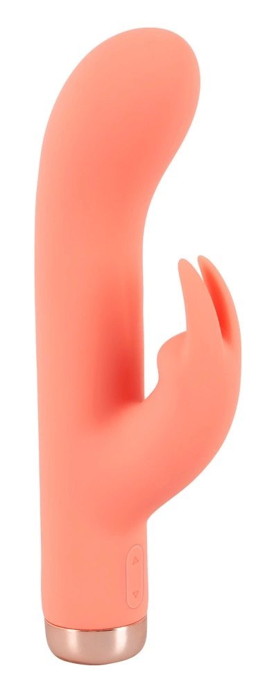 Peachy Mini Rabbit Vibrator model zakrzywiony pomarańczowy silikon 16,7 cm Peachy