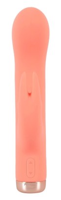 Peachy Mini Rabbit Vibrator model zakrzywiony pomarańczowy silikon 16,7 cm Peachy