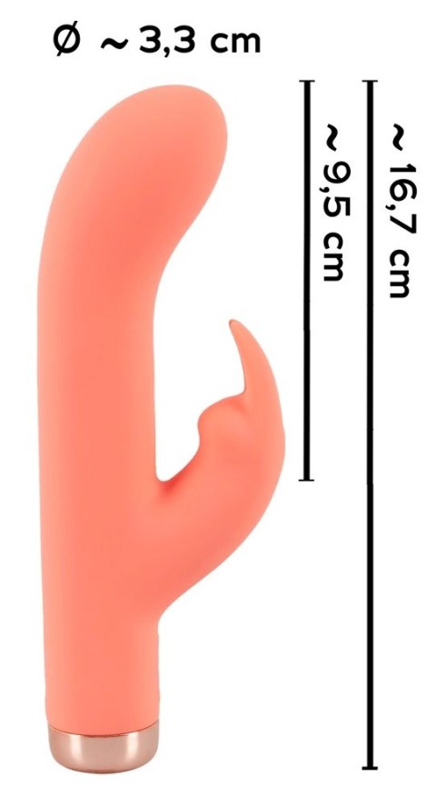 Peachy Mini Rabbit Vibrator model zakrzywiony pomarańczowy silikon 16,7 cm Peachy