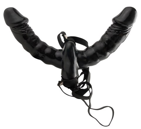 Fetish Fantasy Series Uprząż Podwojna z Pilotem Czarna 15 cm PVC Fetish Fantasy