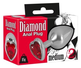 You2Toys Diamond Plug Medium czerwony kamień 8,2 cm aluminium You2Toys