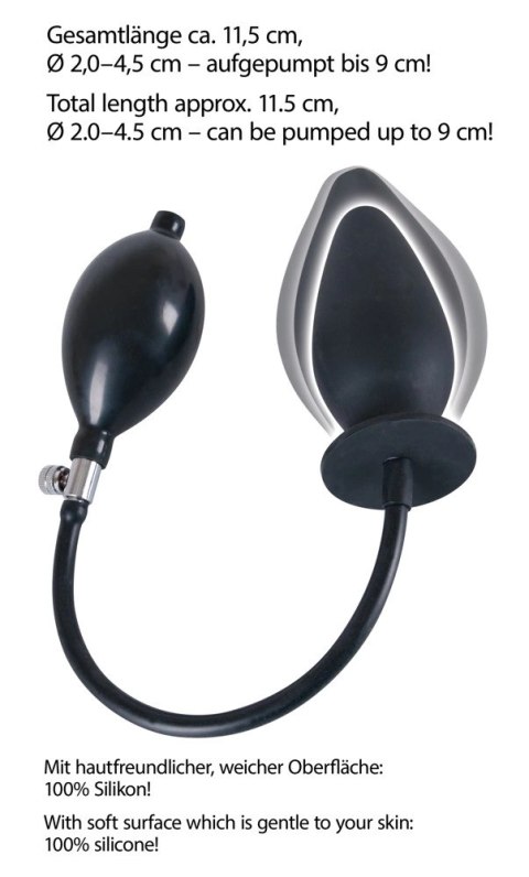 You2Toys Korek z pompką silikonowy czarny 11,5 cm powiększany You2Toys
