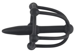 You2Toys Plug intymny z kulkami, klatką - silikonowy, czarny, 5,7 cm Penisplug
