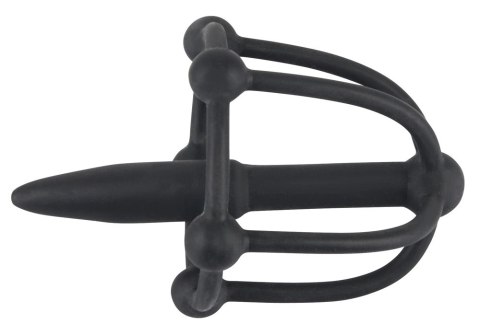 You2Toys Plug intymny z kulkami, klatką - silikonowy, czarny, 5,7 cm Penisplug