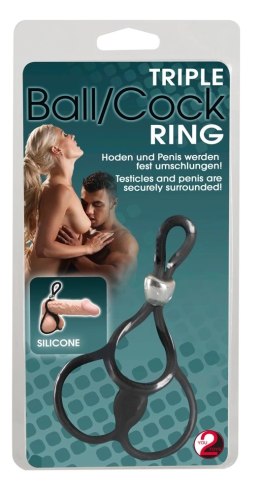 You2Toys Potrojny Pierścień Regulowany Czarny Silikon 13cm You2Toys