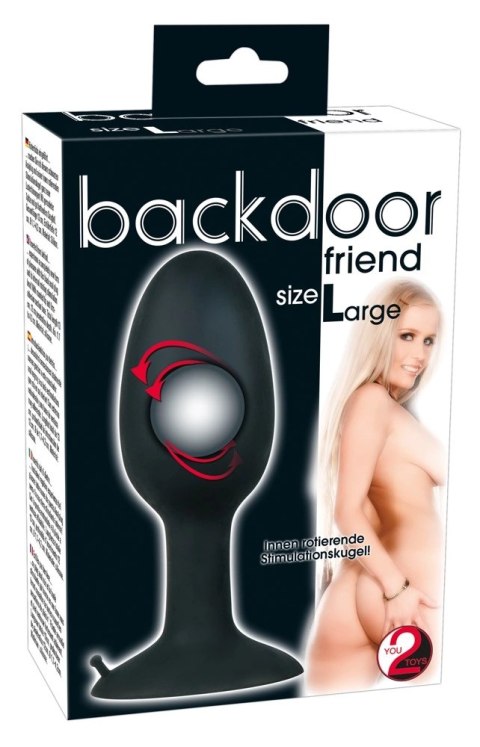 Backdoor Friend Large - silikonowy korkowy model z kulą wewnętrzną, czarny Backdoor Friend