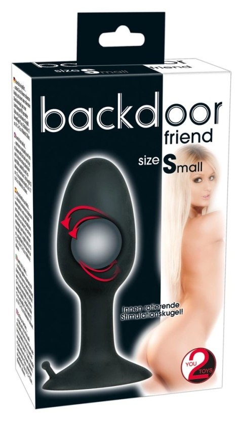 Backdoor Friend mały silikonowy korek z kulką stymulacyjną 8 cm czarny Backdoor Friend