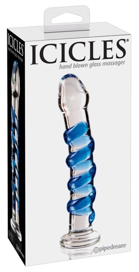 Icicles Model 24 Szklana Maszyna Intymna Zakrzywiona z Wypustkami 18,5 cm Icicles