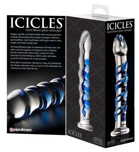 Icicles Model 24 Szklana Maszyna Intymna Zakrzywiona z Wypustkami 18,5 cm Icicles