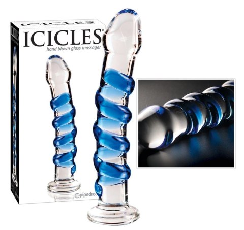 Icicles Model 24 Szklana Maszyna Intymna Zakrzywiona z Wypustkami 18,5 cm Icicles