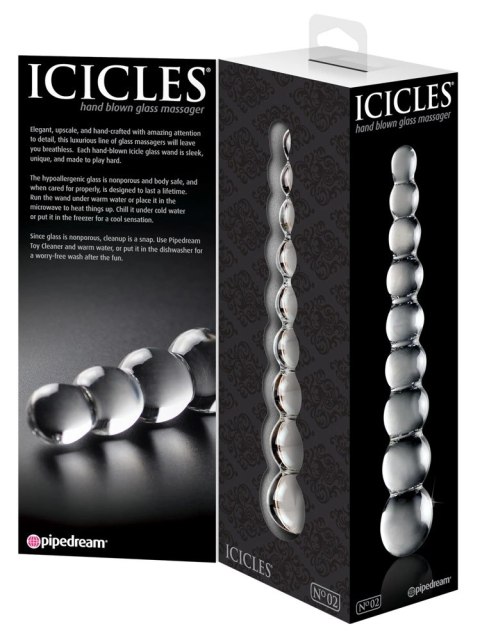 Icicles model 9 - Szklany zestaw koralikow w 9 rozmiarach, przezroczysty Icicles
