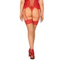 Obsessive Blossmina Pończochy Plus Size Nude z Czerwoną Koronką 4XL/5XL Obsessive
