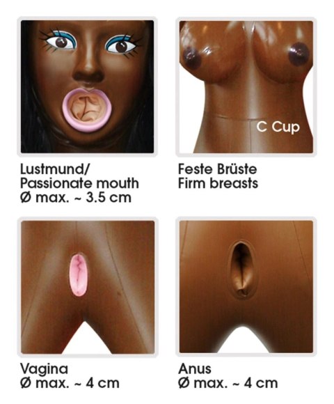 You2Toys Tyra lalka pneumatyczna 152 cm ciemna karnacja 3D twarz You2Toys
