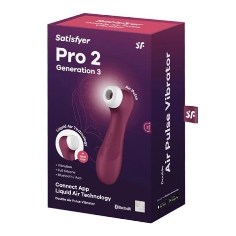 Satisfyer Pro 2 Generation 3 Red - System Air Pulse, aplikacja, 2 nakładki Satisfyer