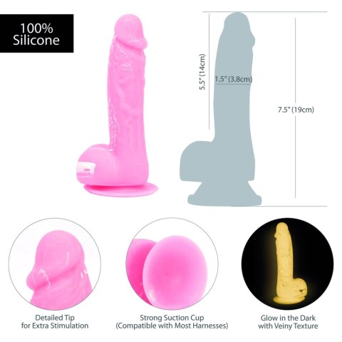 Addiction Brandon Model 19 cm Glow in the Dark Pink, silikonowy, przyssawka Addiction