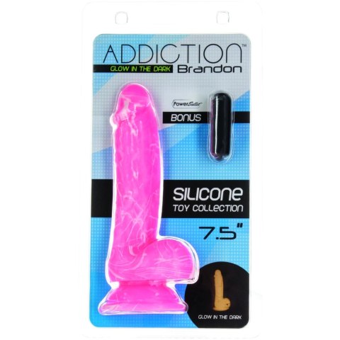 Addiction Brandon Model 19 cm Glow in the Dark Pink, silikonowy, przyssawka Addiction