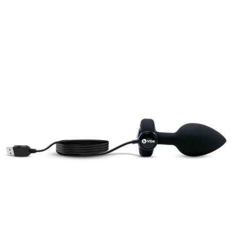 B-Vibe Vibrating Jewel Plug M/L Black Diamond - model z pilotem, 15 trybow B-Vibe