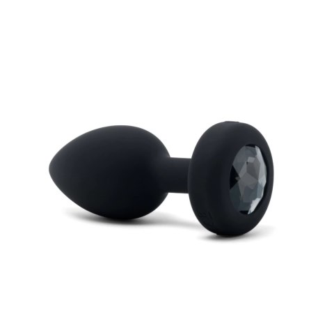 B-Vibe Vibrating Jewel Plug M/L Black Diamond - model z pilotem, 15 trybow B-Vibe
