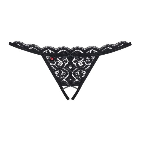 Obsessive 831 Stringi z otwartą strefą koronkowe czarne S/M Obsessive