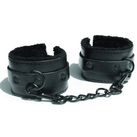 S&M Shadow Kajdanki z futerkiem, czarne, 23 cm, vegan leather Sex&Mischief