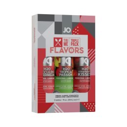 System JO Tri Me Flavors Zestaw Lubrykantow 3x30ml Arbuz Truskawka Tropikalny System JO