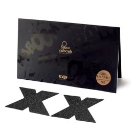 Bijoux Indiscrets Flash Cross Black - samoprzylepne ozdoby silikonowe czarne Bijoux Indiscrets