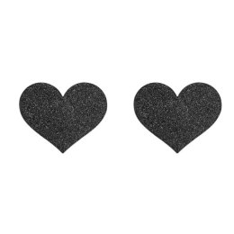 Bijoux Indiscrets Flash Heart Black - stylowe naklejki dekoracyjne czarne serca Bijoux Indiscrets