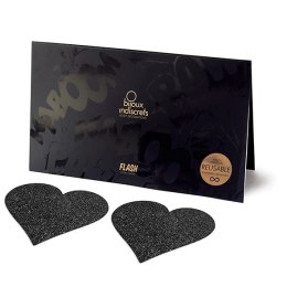 Bijoux Indiscrets Flash Heart Black - stylowe naklejki dekoracyjne czarne serca Bijoux Indiscrets