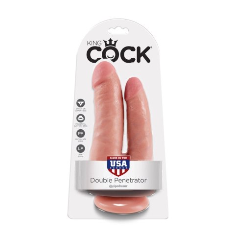 King Cock Double Model 20,9cm - Dwustronna anatomiczna forma z przyssawką King Cock