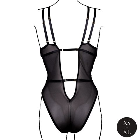 Obsessive Black Lace Bodysuit z Regulacją, Model z Fiszbiny, One Size Le Désir by Shots